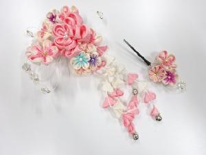 アンティーク　つまみ細工　びらびら髪飾りセット